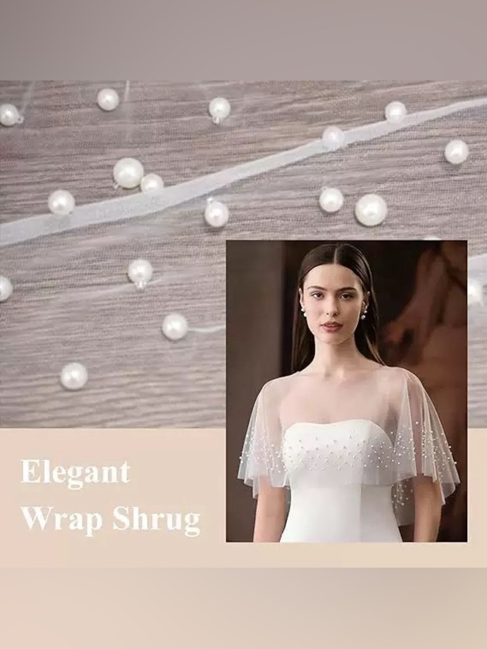 Elegant White Pearl-Embellished Bridal Shrug